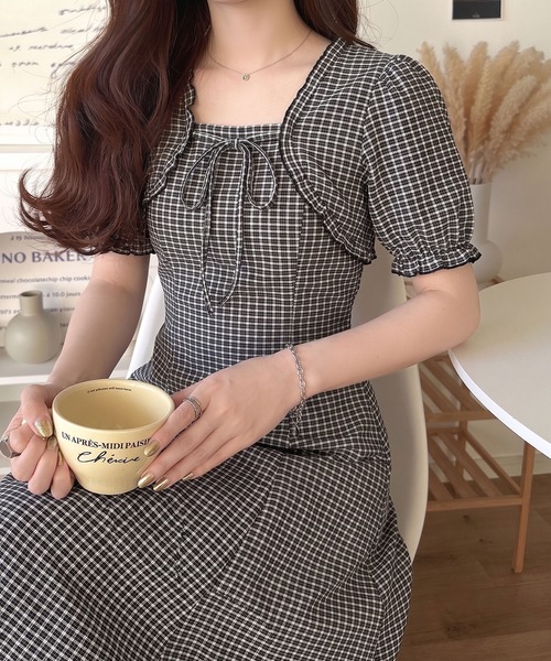 mily bilet(ミウィビレット)の「【mily bilet】ボレロ見えレイヤードでスタイルアップ。リボン付き パフスリーブドッキングワンピース (ロング丈)(ワンピース・レディース・ブラック系1/アイボリー系1/ブラック・LARGE/X-LARGE/MEDIUM/SMALL)」の19枚目の写真