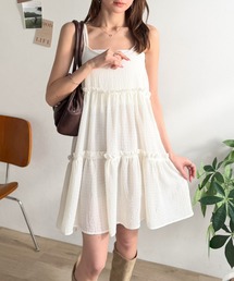 mily bilet（ミウィビレット）の「【mily bilet】360度どこから見ても大人可愛い!　切替シアーティアードキャミチュニック（キャミソール）」