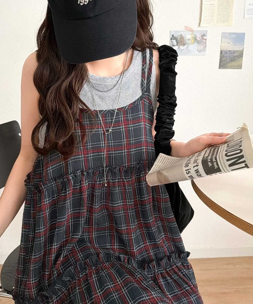 mily bilet(ミウィビレット)の「【mily bilet】360度どこから見ても大人可愛い! 切替シアーティアードキャミチュニック(キャミソール・レディース・ネイビー系1/ネイビー系2/ブラック/アイボリー・LARGE/MEDIUM/SMALL/X-LARGE)」の16枚目の写真