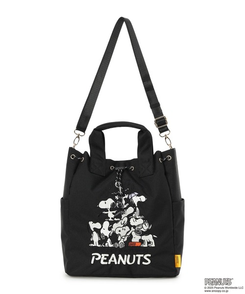CROSSPLUS ONLINE(クロスプラスオンライン)の「【スヌーピー】刺しゅう巾着トートバック(トートバッグ・レディース・モカ/ブラック・フリー)」の1枚目の写真