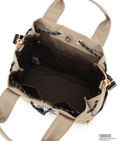 CROSSPLUS ONLINE(クロスプラスオンライン)の「【スヌーピー】刺しゅう巾着トートバック(トートバッグ・レディース・モカ/ブラック・フリー)」の5枚目の写真