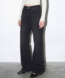 ANOLORCODE WOMAN（アナルロコード ウーマン）の「ツイストブーツカットデニムパンツ（黒デニム）（デニムパンツ）」