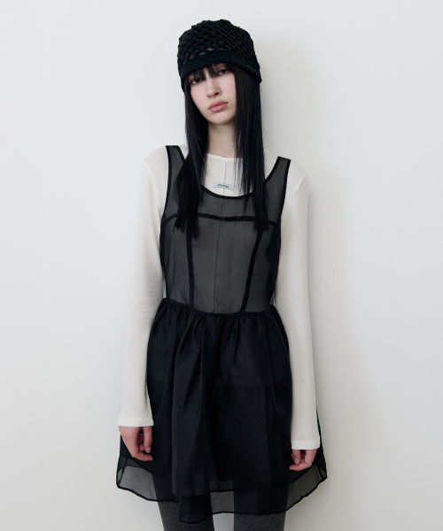 ROLAROLA(ロラロラ)の「ORGANZA RIBBON MINI ONEPIECE BLACK(ワンピース・レディース・ブラック・FREE)」の1枚目の写真