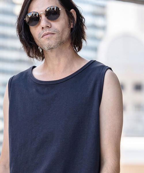 CAMBIO（カンビオ）の「mta597- Cool Touch USA Cotton Sleeveless Cut sew タンクトップ(AI-261-002)（タンクトップ・メンズ・ホワイト/ブラック/ネイビー・S/M/L）」の6枚目の写真