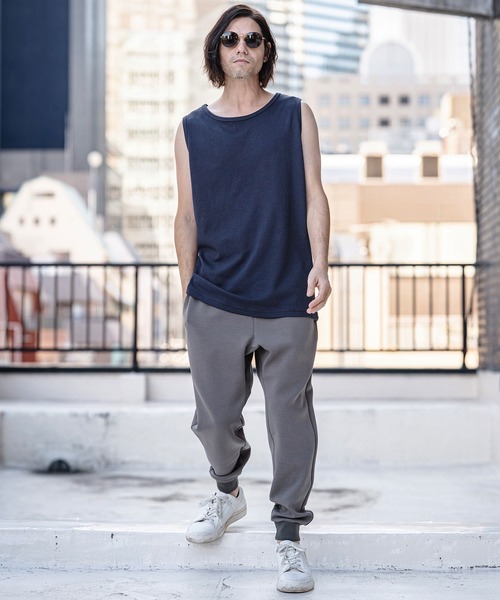 CAMBIO（カンビオ）の「mta597- Cool Touch USA Cotton Sleeveless Cut sew タンクトップ(AI-261-002)（タンクトップ・メンズ・ホワイト/ブラック/ネイビー・S/M/L）」の8枚目の写真