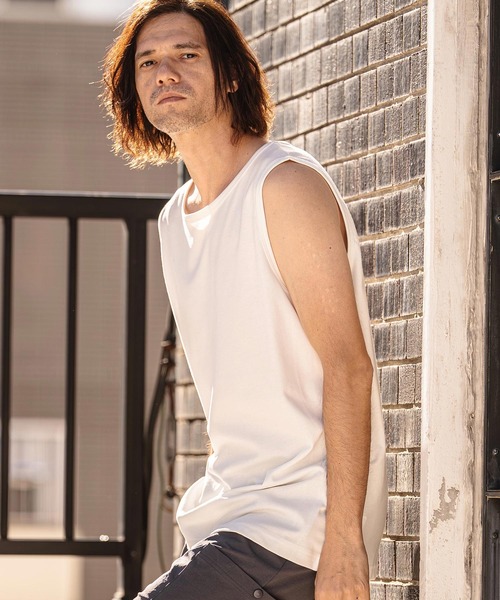 CAMBIO（カンビオ）の「mta597- Cool Touch USA Cotton Sleeveless Cut sew タンクトップ(AI-261-002)（タンクトップ・メンズ・ホワイト/ブラック/ネイビー・S/M/L）」の11枚目の写真