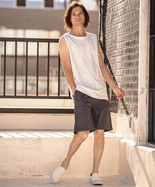 CAMBIO（カンビオ）の「mta597- Cool Touch USA Cotton Sleeveless Cut sew タンクトップ(AI-261-002)（タンクトップ・メンズ・ホワイト/ブラック/ネイビー・S/M/L）」の12枚目の写真