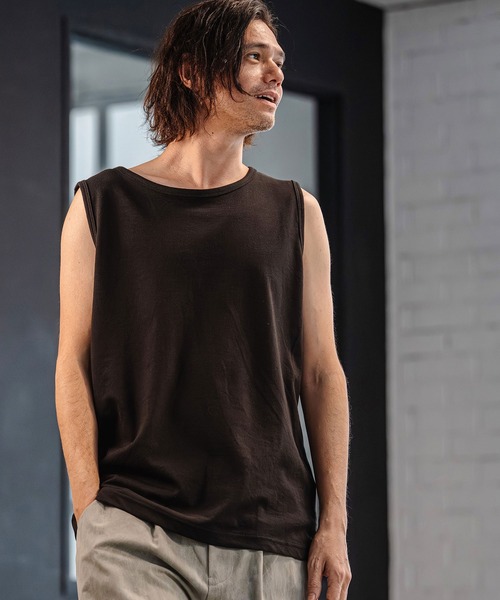 CAMBIO（カンビオ）の「mta597- Cool Touch USA Cotton Sleeveless Cut sew タンクトップ(AI-261-002)（タンクトップ・メンズ・ホワイト/ブラック/ネイビー・S/M/L）」の15枚目の写真