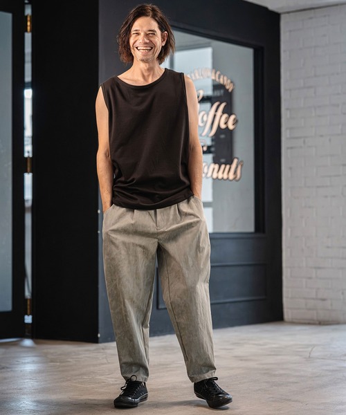 CAMBIO（カンビオ）の「mta597- Cool Touch USA Cotton Sleeveless Cut sew タンクトップ(AI-261-002)（タンクトップ・メンズ・ホワイト/ブラック/ネイビー・S/M/L）」の18枚目の写真