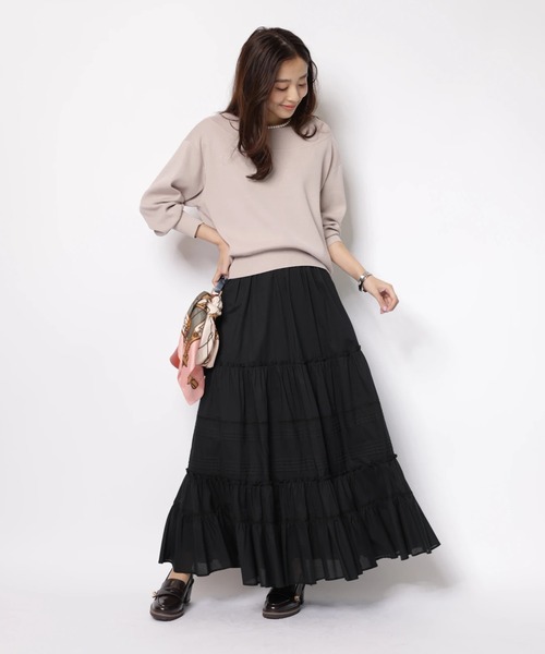 JUSGLITTY(ジャスグリッティー)の「ポイントレースティアードスカート(スカート・レディース・ホワイト/ブラック・0/1/2)」の2枚目の写真