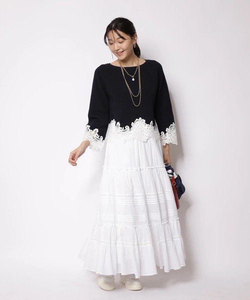 JUSGLITTY(ジャスグリッティー)の「ポイントレースティアードスカート(スカート・レディース・ホワイト/ブラック・0/1/2)」の5枚目の写真