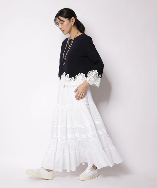 JUSGLITTY(ジャスグリッティー)の「ポイントレースティアードスカート(スカート・レディース・ホワイト/ブラック・0/1/2)」の7枚目の写真