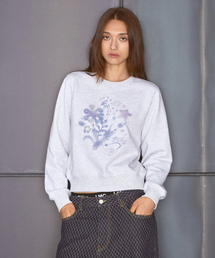 WM BLURRING FLOWER SWEATSHIRT light heather gray
