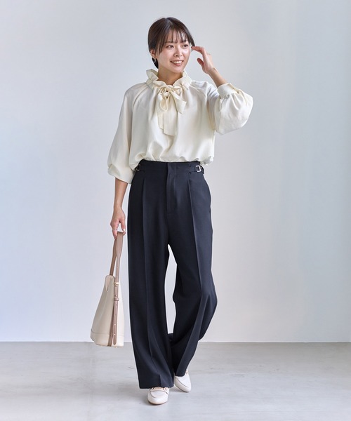 ROPE' PICNIC(ロペピクニック)の「クリアツイルワイドパンツ/セレモニー・セットアップ対応(その他パンツ・レディース・グレー/ベージュ系その他2/グリーン系その他/ネイビー・S/M/L)」の7枚目の写真