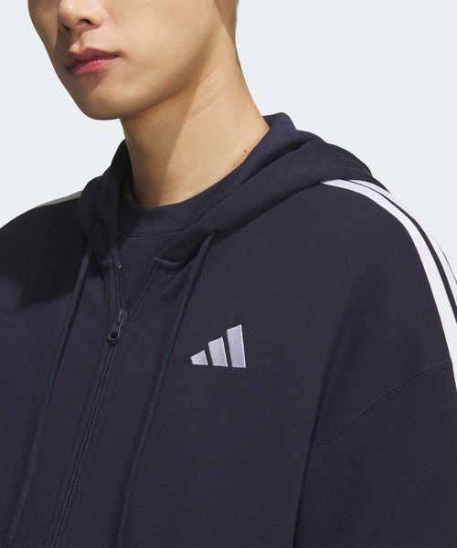 adidas(アディダス)の「エッセンシャルズ プラス ルーズフィット スリーストライプス フレンチテリー フルジップ パーカー / アディダス adidas(パーカー・メンズ・ブラック/ブルー・X-LARGE/LARGE/3XL/XX-LARGE/SMALL/MEDIUM)」の8枚目の写真