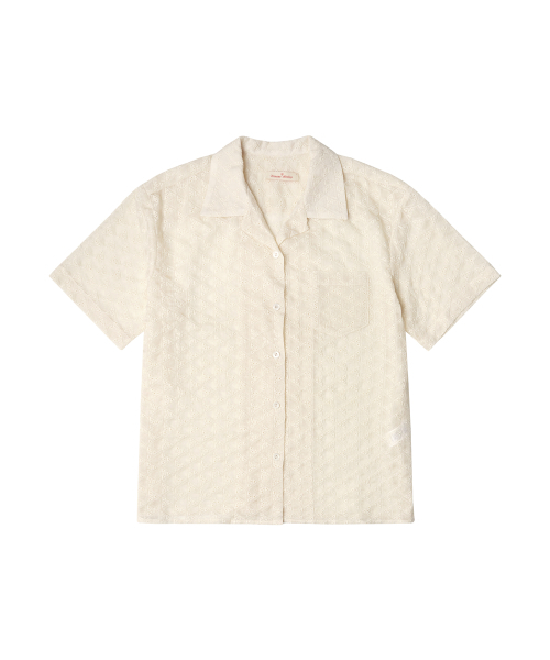 VANONE ATELIER(バノンアトリエ)の「A3476 フラワーオープンカラーシャツ_Cream(シャツ/ブラウス・レディース・その他・FREE)」の2枚目の写真