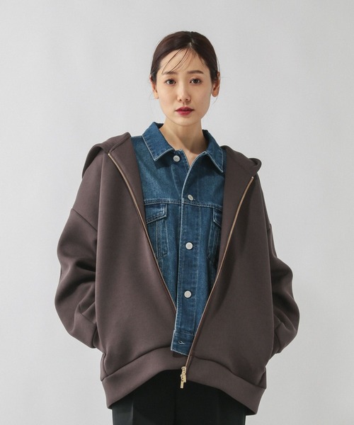 GLOBAL WORK（グローバルワーク）の「ダンボールBIGフーディ/636025（パーカー・レディース・杢グレー/ブラウン/ブラック/グレイッシュベージュ・MEDIUM/LARGE）」の22枚目の写真