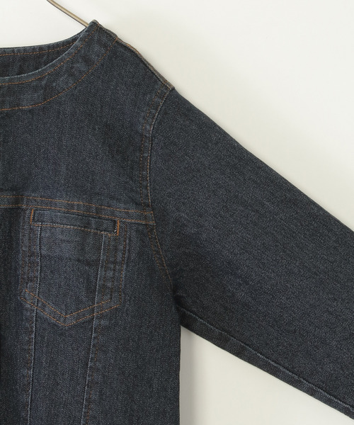 ikka(イッカ)の「【親子コーデ】ストレッチノーカラーGジャン(120~160cm)(ブルゾン・キッズ・ネイビー・L/M/S/XL)」の4枚目の写真