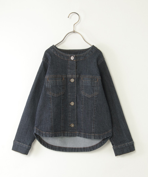 ikka(イッカ)の「【親子コーデ】ストレッチノーカラーGジャン(120~160cm)(ブルゾン・キッズ・ネイビー・L/M/S/XL)」の2枚目の写真