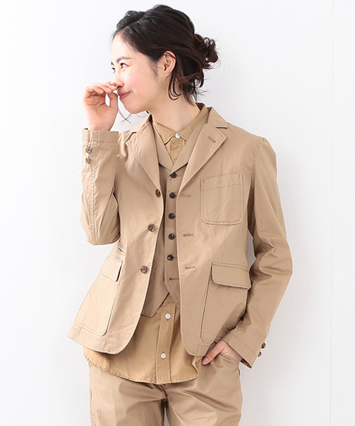 BEAMS BOY（ビームスボーイ）の「【FUDGE5月号掲載】BEAMS BOY / ダンプ 3ボタン ジャケット（テーラードジャケット・レディース・ベージュ/ネイビー・ONE SIZE）」の2枚目の写真
