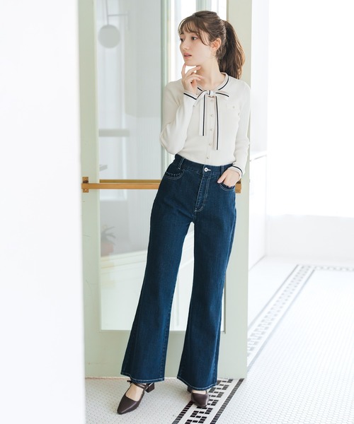 MISCH MASCH(ミッシュマッシュ)の「2026春夏新作 ストレッチデニムワイドパンツ(デニムパンツ・レディース・ブルー/ネイビー・M/S)」の4枚目の写真