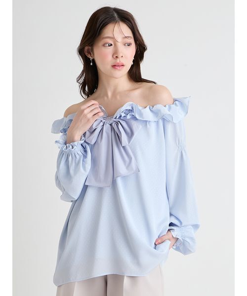 CELFORD（セルフォード）の「【洗える】ビッグリボンスモックブラウス（シャツ/ブラウス・レディース・サックスブルー/ネイビー/ホワイト・F）」の13枚目の写真