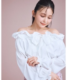 【洗える】ビッグリボンスモックブラウス