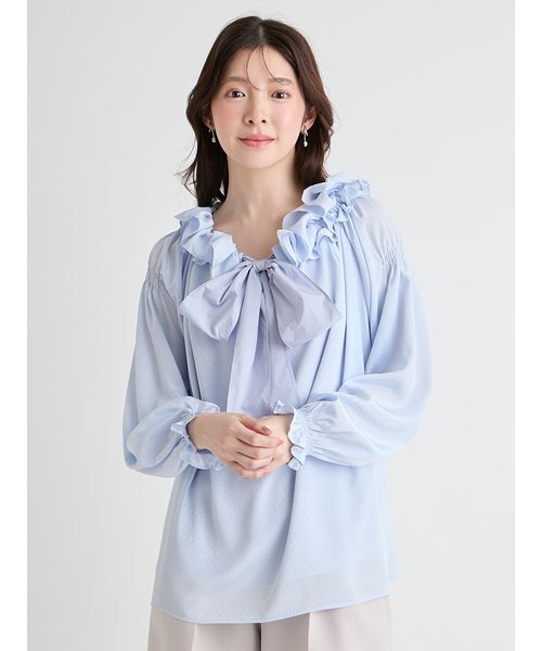 セルフォード 24AW ビッグリボンブラウス シャツ 長袖 F ピンクパープル セルフォード CELFORD 24AW ビッグリボンブラウス シャツ 長袖 F
