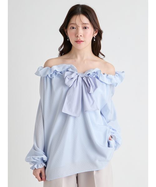 CELFORD（セルフォード）の「【洗える】ビッグリボンスモックブラウス（シャツ/ブラウス・レディース・サックスブルー/ネイビー/ホワイト・F）」の22枚目の写真