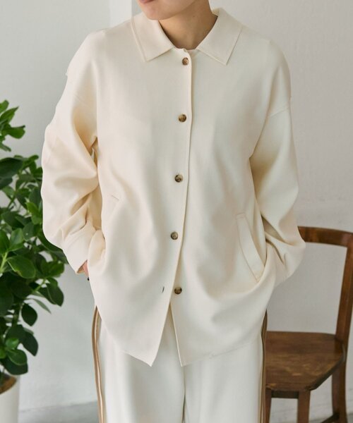 ear PAPILLONNER（イアパピヨネ）の「シャツライクアウター【SUM1 STYLE】（その他アウター・レディース・ブラック/アイボリー・FREE）」の2枚目の写真