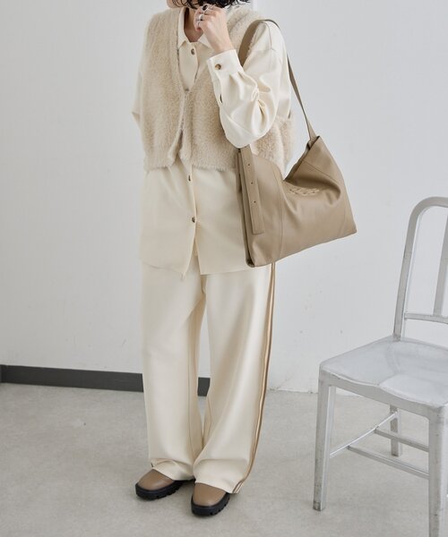 ear PAPILLONNER（イアパピヨネ）の「シャツライクアウター【SUM1 STYLE】（その他アウター・レディース・ブラック/アイボリー・FREE）」の5枚目の写真