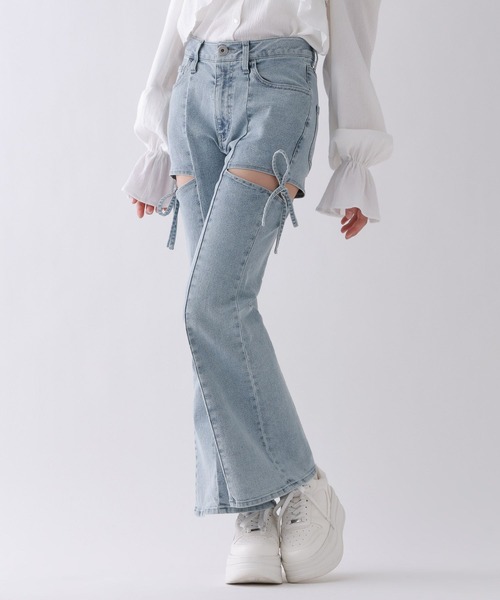 repipi armario(レピピ アルマリオ)の「【美脚デニム】スリットリボンフレアデニムパンツ(デニムパンツ・キッズ・ブラック/ブルー/ベージュ系その他・SMALL/MEDIUM/LARGE)」の10枚目の写真