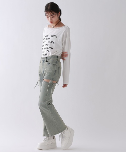 repipi armario(レピピ アルマリオ)の「【美脚デニム】スリットリボンフレアデニムパンツ(デニムパンツ・キッズ・ブラック/ブルー/ベージュ系その他・SMALL/MEDIUM/LARGE)」の18枚目の写真