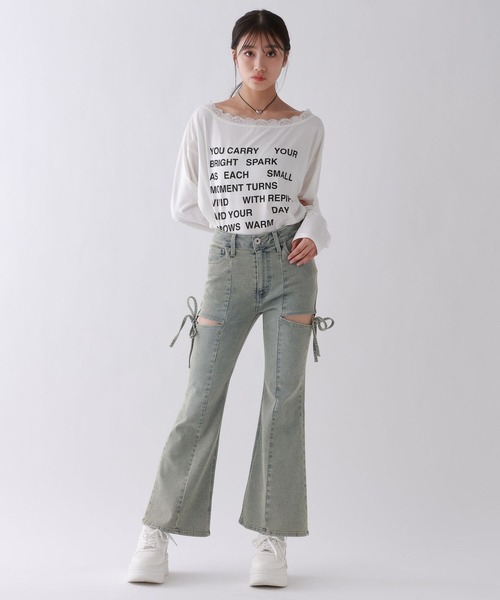 repipi armario(レピピ アルマリオ)の「【美脚デニム】スリットリボンフレアデニムパンツ(デニムパンツ・キッズ・ブラック/ブルー/ベージュ系その他・SMALL/MEDIUM/LARGE)」の19枚目の写真