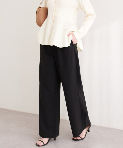 natural couture（ナチュラルクチュール）の「とろみイージーパンツ（その他パンツ・レディース・イエロー/チャコールグレー/ブラック/アイボリー・MEDIUM/SMALL）」の3枚目の写真