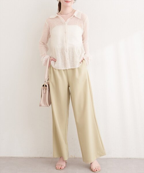 natural couture（ナチュラルクチュール）の「とろみイージーパンツ（その他パンツ・レディース・イエロー/チャコールグレー/ブラック/アイボリー・MEDIUM/SMALL）」の6枚目の写真