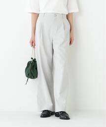 ◆【4サイズ展開/UVカット】麻調合繊タックセミワイドパンツ