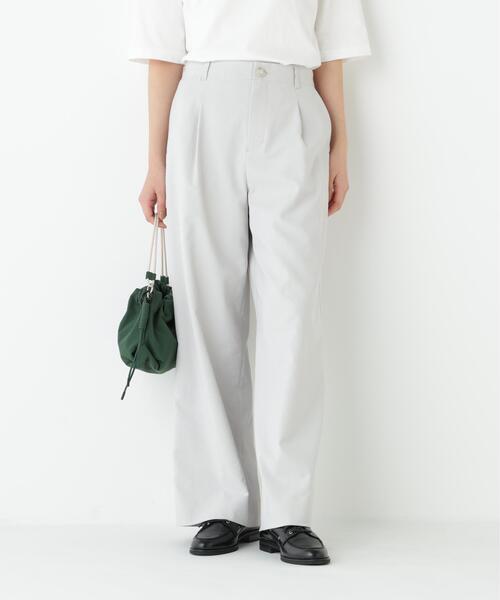human woman(ヒューマンウーマン)の「◆【4サイズ展開】麻調合繊タックセミワイドパンツ(その他パンツ・レディース・グレー/ネイビー・X-SMALL/SMALL/MEDIUM/LARGE)」の1枚目の写真