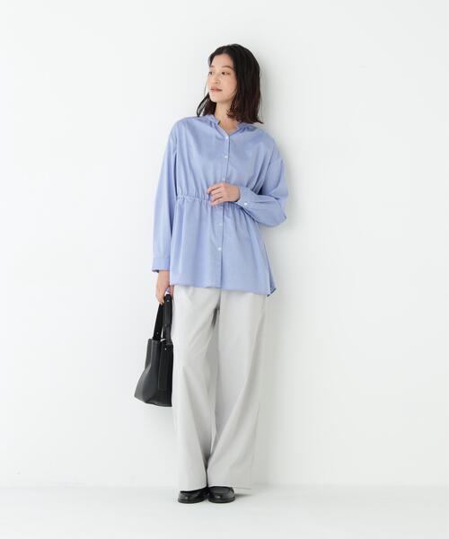 human woman(ヒューマンウーマン)の「◆【4サイズ展開/UVカット】麻調合繊タックセミワイドパンツ(その他パンツ・レディース・グレー/ネイビー・X-SMALL/SMALL/MEDIUM/LARGE)」の7枚目の写真
