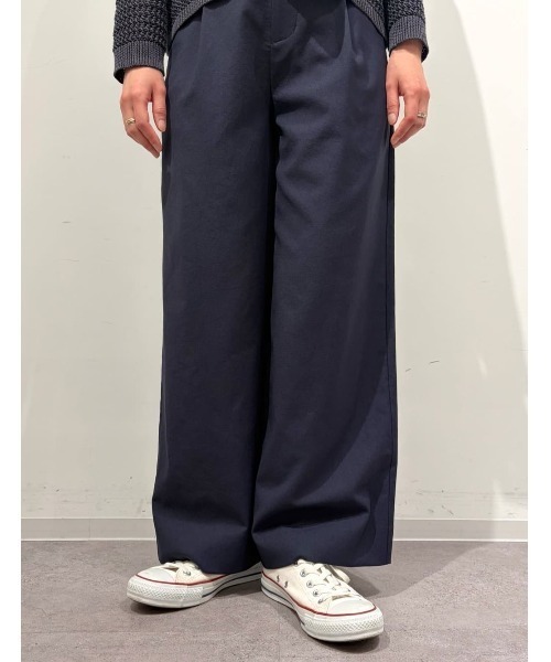 human woman(ヒューマンウーマン)の「◆【4サイズ展開】麻調合繊タックセミワイドパンツ(その他パンツ・レディース・グレー/ネイビー・X-SMALL/SMALL/MEDIUM/LARGE)」の3枚目の写真