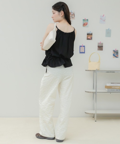 HEILIS(ヘイリス)の「サイドリボンキャミソールトップス / キャミソール キャミトップス レイヤードトップス シアーキャミ リボン サイドリボン ペプラム ギャザー 韓国 韓国ファッション フェミニン ガーリー カジュアル 重ね着 着回し 春服 夏服 秋服 ブラック ホワイト イエロー ブルー 黒 白 黄 水色(キャミソール・レディース・ホワイト/ブルー/イエロー/ブラック・FREE)」の16枚目の写真