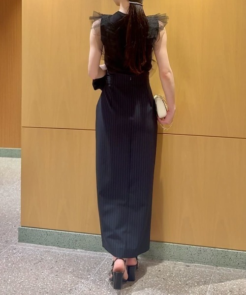 SNIDEL(スナイデル)の「ラップリボンタイトスカート(スカート・レディース・ネイビー/ストライプ/グレー・0/1)」の20枚目の写真