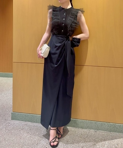 SNIDEL(スナイデル)の「ラップリボンタイトスカート(スカート・レディース・ネイビー/ストライプ/グレー・0/1)」の18枚目の写真