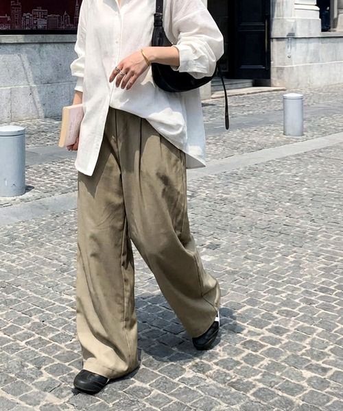 セール】タック ワイドストレート パンツ（その他パンツ）｜antiqua