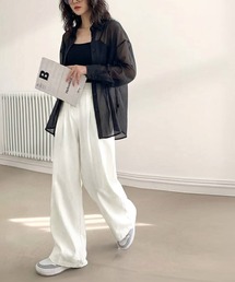 antiqua（アンティカ）の「タック ワイドストレート パンツ（その他パンツ）」