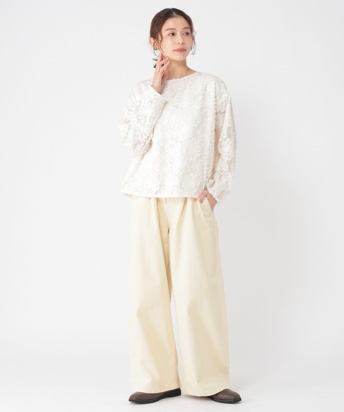 studio CLIP（スタディオクリップ）の「ダブルフロントフラワージャガードブラウス（シャツ/ブラウス・レディース・アイボリー/ライトブルー/ベージュ・FREE）」の10枚目の写真