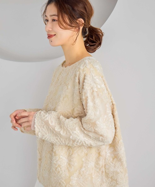 studio CLIP（スタディオクリップ）の「ダブルフロントフラワージャガードブラウス（シャツ/ブラウス・レディース・アイボリー/ライトブルー/ベージュ・FREE）」の11枚目の写真