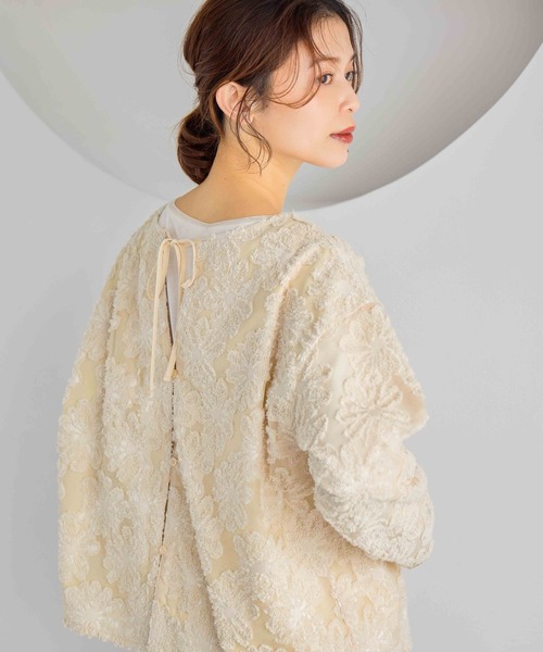 studio CLIP（スタディオクリップ）の「ダブルフロントフラワージャガードブラウス（シャツ/ブラウス・レディース・アイボリー/ライトブルー/ベージュ・FREE）」の16枚目の写真