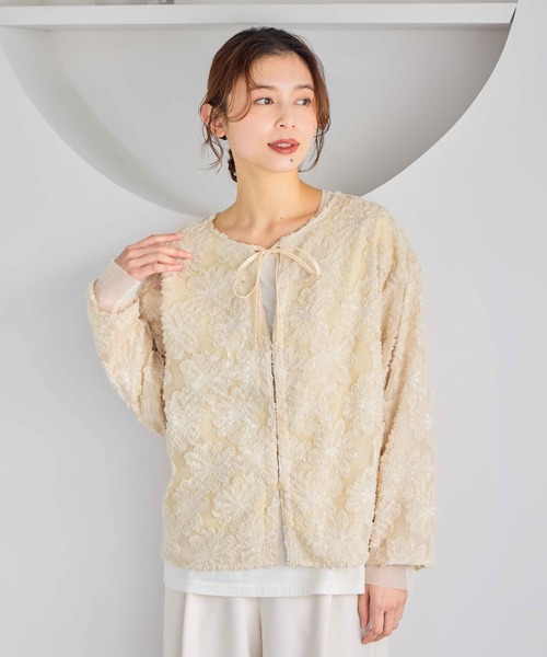 studio CLIP（スタディオクリップ）の「ダブルフロントフラワージャガードブラウス（シャツ/ブラウス・レディース・アイボリー/ライトブルー/ベージュ・FREE）」の17枚目の写真