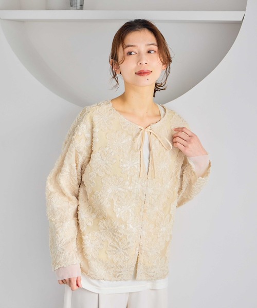 studio CLIP（スタディオクリップ）の「ダブルフロントフラワージャガードブラウス（シャツ/ブラウス・レディース・アイボリー/ライトブルー/ベージュ・FREE）」の18枚目の写真
